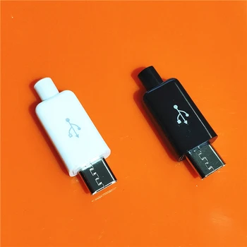 10db/sok YT2153Y Micro USB-4 tűs Férfi Csatlakozó Dugó, Fehér/fekete Hegesztési Adatok OTG-Line Felületen DIY Adatok Cbale Csepp Szállítás