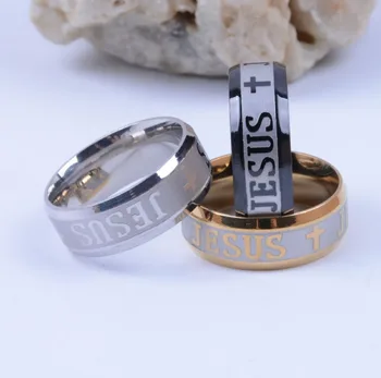 8 mm-es Rozsdamentes Acél Vallási Jézus Kereszt Gyűrű orosz Isten mentsen meg Minket Zenekar Gyűrű A Férfiak a Nők Keresztény Ékszerek Anillos