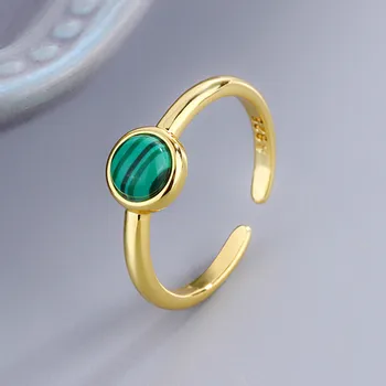 Egyszerű, Kerek, Zöld Malachit Gyűrű Aranyozott Nyitó Gyűrű Személyiség Varázsa a Nők Vacsora, Tánc, Buli, Születésnapi Ajándék Ékszer
