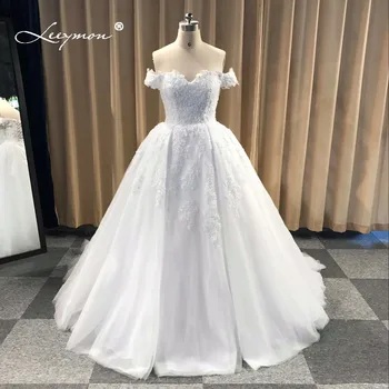 Leeymon Rendelésre Készült, Luxus Le Váll Csipke Szexi Esküvői Buli Szüreti Bál Ruha 2020 Esküvői Ruha A Plus Size