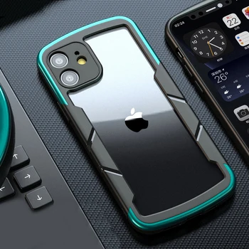 Luxus Anti-Őszi Pajzs, Páncél Telefon tok iPhone Pro 13 11 12 Pro Max XR XS Max 7 8 Plusz Puha Akril Átlátszó Ütésálló Borító