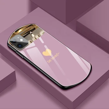 Luxus Aranyos Ovális, Szív alakú Edzett Üveg Telefon tok iPhone 12 11 Pro Max XSmax XR-X SE 8 7 6 Plus Tükör Szilikon Caces