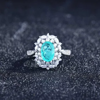 Luxus Divat Örökkévalóság Gyűrűk Inlay Ovális Palaiba Kő Geometria Állítható Finom Ékszerek A Nők Eljegyzési Party Ajándékok