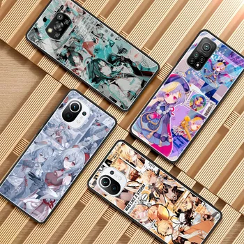Telefon Esetében a Xiaomi Mi 11 10T Megjegyzés 10 9 9T 11azt Pro 10Lite 5G Poco X3 X2 F3 F2 M2 Pro NFC Üveg Fedelét Genshin Hatása Anime