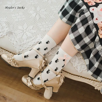 Új Aranyos JK Macska a Japán Lolita Sockings Pamut Rózsaszín Masni Összes mérkőzés Boldog Puha Vicces Divat Aranyos Kényelmes Lányok, Nők Zokni